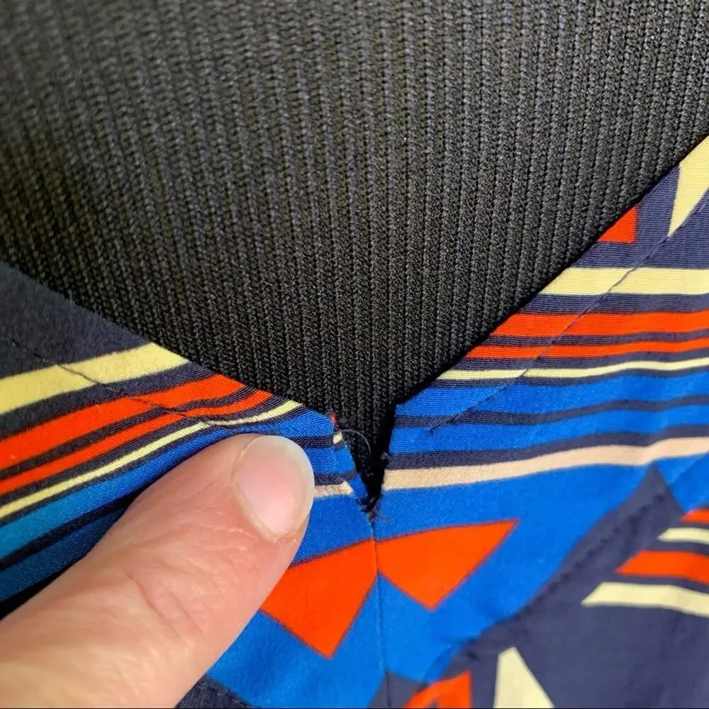 Marc by Marc Jacobs blue orange tan geometric silk dress size Large